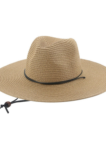 Hat Straw Hat Black Khaki Beige Outdoor Daily Holiday Braided Pure Color Portable Sun Protection Breathable for Women