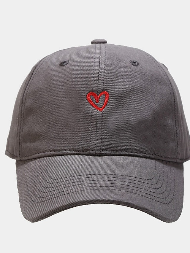 Cotton Baseball Caps Unisex Casual Sunhat Heart Embroidery Man Women Summer Hat Outsport Daily Duck Tongue Cap Couple Sun Visor for Women