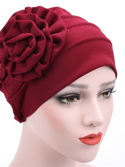 Beanie Slouchy Street Dailywear Casual Flower Pure Color Wine Black Hat Khaki Fall Winter Spring for Women