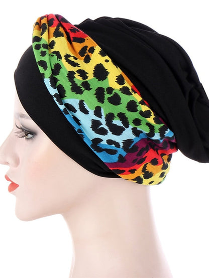 Soft Stretch African Headwear Leopard Print Women Head Scarf Hat Turban Caps Hijab Bonnet Inner Hijabs For Cap Muslim Headdress for Women