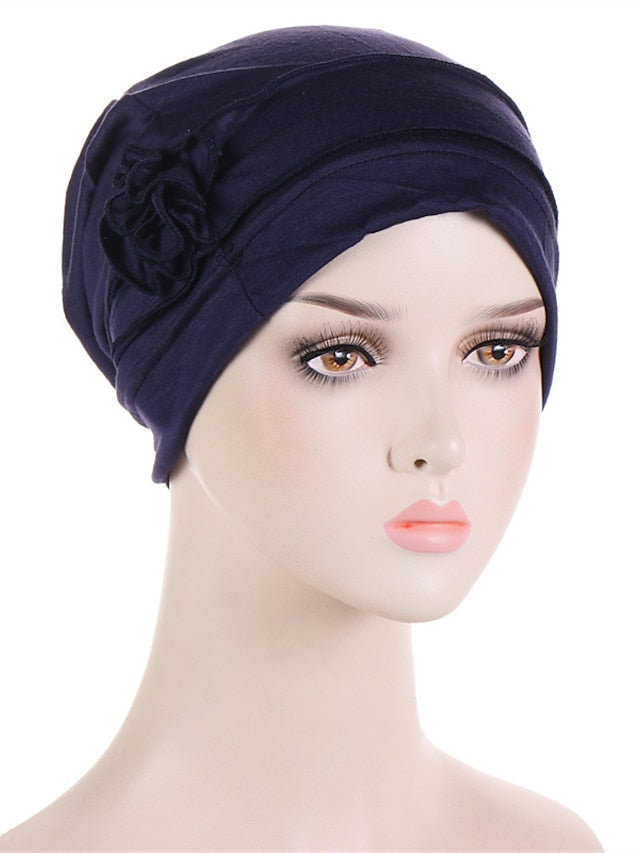 Women Turban Hat African Turban Covers Vintage Plain Head Wraps Soft Beanie Hat Headwear for Female for Women