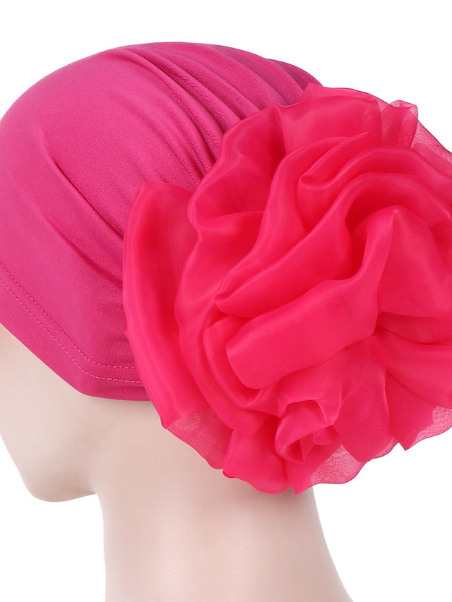 1pcs Women Floral Solid Hat Flower Stretchy Turban Bonnet Ladies Bandanas African Head Wrap for Women