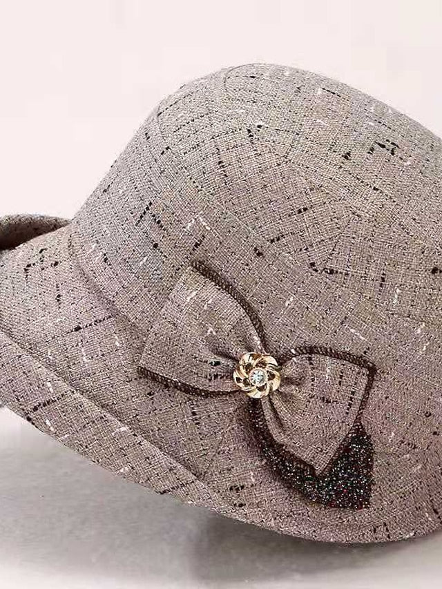 Hat Party Hat Light Gray Dark Gray Red Wedding Party Daily Bow Plaid Portable Windproof Comfort for Women