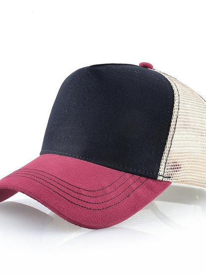 solid color cotton baseball cap european and american retro mesh cap peaked cap trucker hat men's spring and autumn simple tennis cap for Women