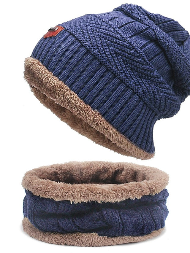 Men's Slouchy Beanie Hat Winter Warm Set Outdoor Home Daily Solid / Plain Color Knitting Casual Casual / Daily 1 Pack for Women