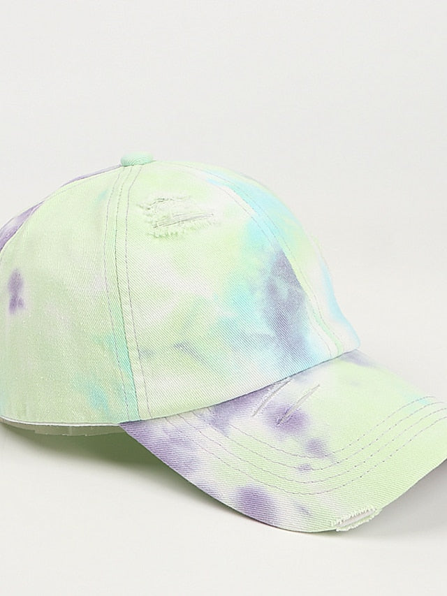 Hole Style New Tie Dye Irregular Gradient Baseball Cap Men's And Colorful Cap Outdoor Sun Protection Adjustable Hat for Women